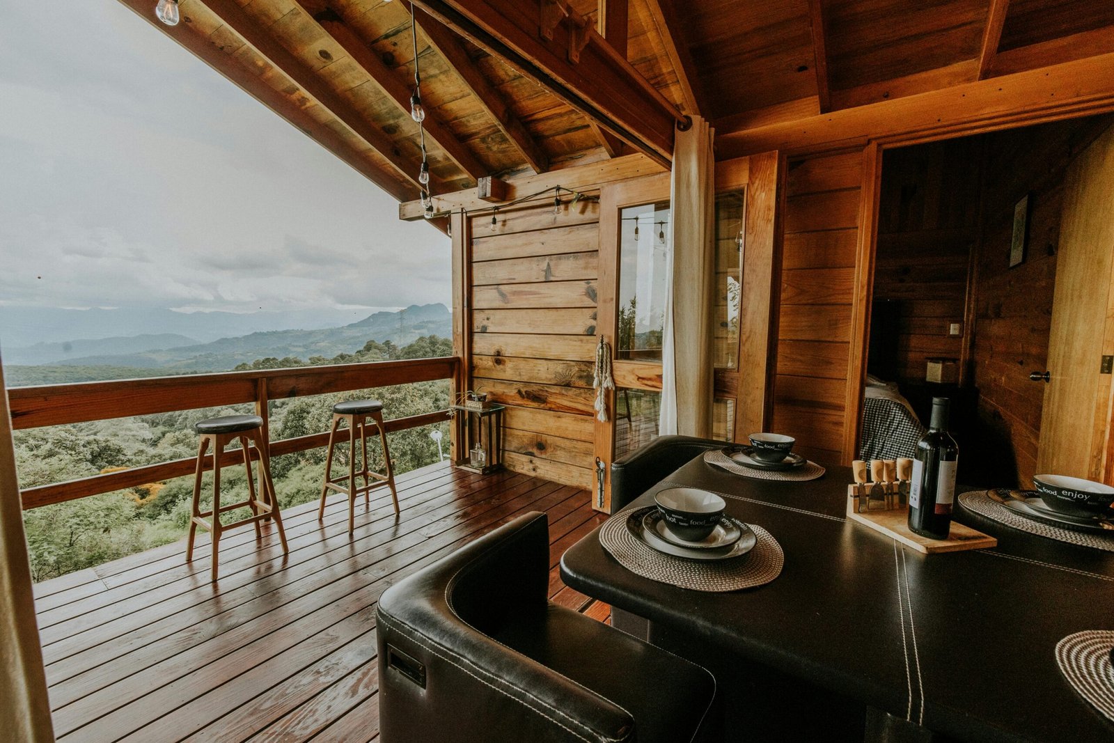 Enjoy a relaxing retreat in a wooden mountain chalet with breathtaking views.